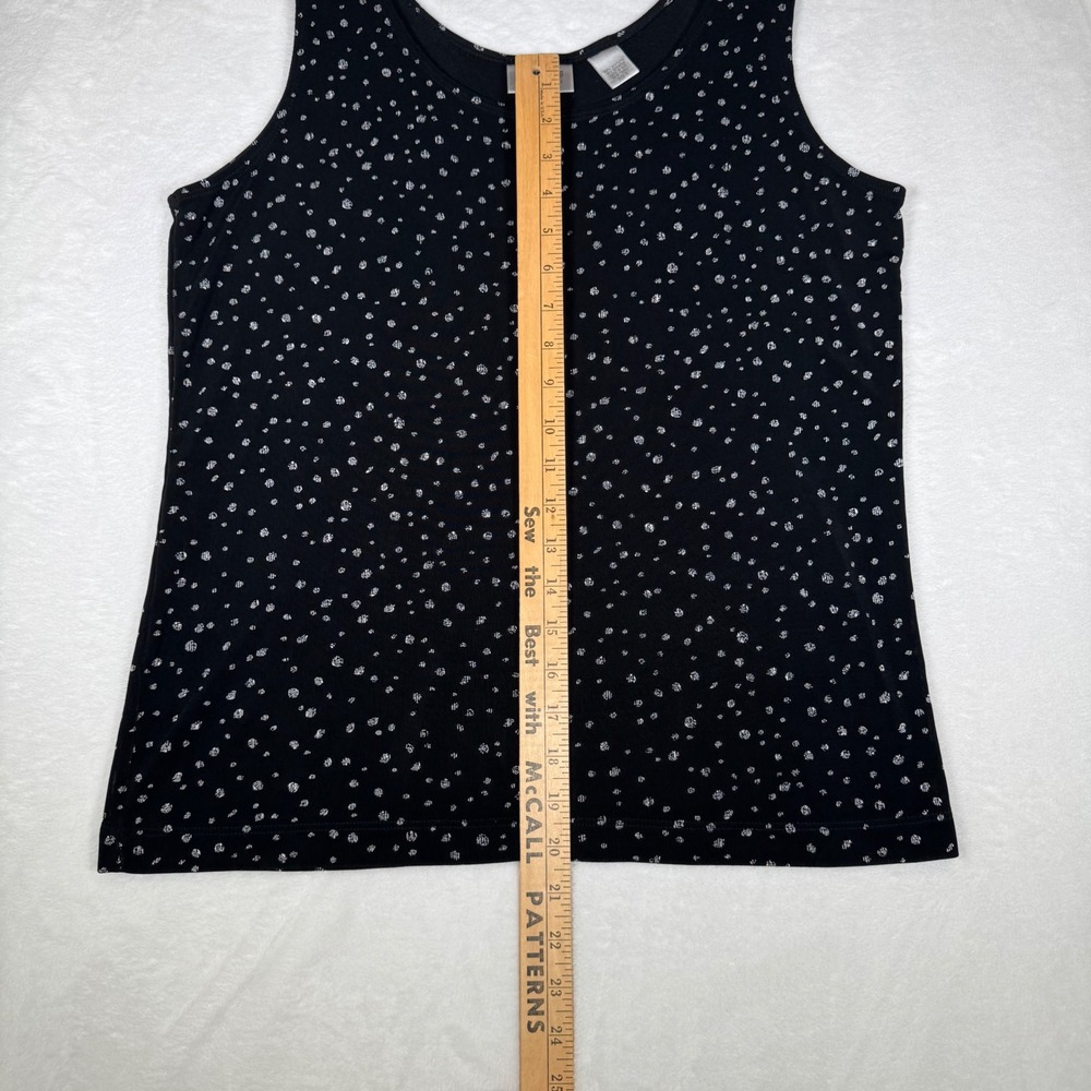 Chicos Travelers Tank Top Womens Size 3 US‎ XL Polka Dot Scoop Neck Black White - Picture 8 of 8